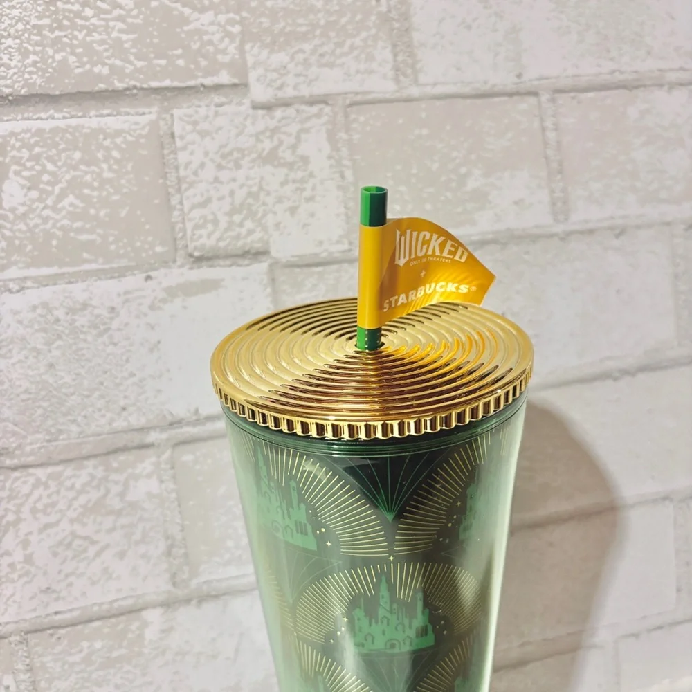 Starbucks Wicked Emerald City Gold and Green Cold Tumbler 24 Ounce NEW